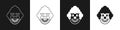 Set Clown head icon isolated on black and white background. Vector Royalty Free Stock Photo