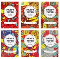 Set of Club Flyers with copy space and hand drawn pattern Royalty Free Stock Photo