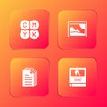 Set CMYK color mixing, Picture landscape, File document and Photo album gallery icon. Vector