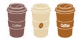 Set of coffee paper cup icon. Hot drink
