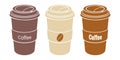 Set of coffee paper cup icon. Hot drink Royalty Free Stock Photo