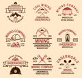 Set of coal mining company emblem templates. Design element for logo, label, emblem, sign, badge.