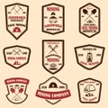 Set of coal mining company emblem templates. Design element for logo, label, emblem, sign, badge.