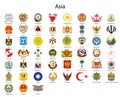 Set Coat of arms of the countries of Asia Royalty Free Stock Photo
