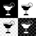 Set Cocktail and alcohol drink icon isolated on black and white, transparent background. Vector Royalty Free Stock Photo