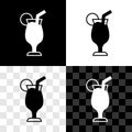 Set Cocktail and alcohol drink icon isolated on black and white, transparent background. Vector Royalty Free Stock Photo