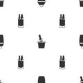 Set Cocktail shaker, Champagne in an ice bucket and Bloody Mary on seamless pattern. Vector Royalty Free Stock Photo