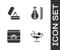 Set Cocktail, Wedding rings, and Violin icon. Vector Royalty Free Stock Photo