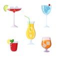 set of cocktails and drinks on an isolated white background Royalty Free Stock Photo