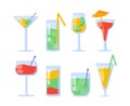 Set of cocktails in glasses vector concept Royalty Free Stock Photo