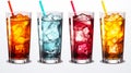 set of cocktails with ice on a white background Royalty Free Stock Photo