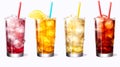 set of cocktails with ice on a white background Royalty Free Stock Photo