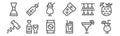 Set of 12 cocktails icons. outline thin line icons such as cocktail, cuba libre, beer, cocktail glass, cocktail, liquor Royalty Free Stock Photo