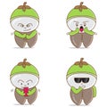 Set coconut cute illustration