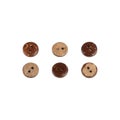 Set of coconut wood natural buttons isolated on white background Royalty Free Stock Photo