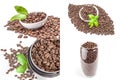 Set of coffee beans on a white background cutout Royalty Free Stock Photo