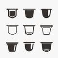 Set of the coffee capsules. Vector flat icons. Royalty Free Stock Photo