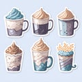 Set of coffee cup and ice cream watercolor set graphic clipart design