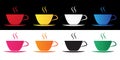 Set Coffee cup icon isolated on black and white background. Tea cup. Hot drink coffee. Vector illustration Royalty Free Stock Photo