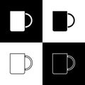 Set Coffee cup icon isolated on black and white background. Tea cup. Hot drink coffee. Vector Illustration Royalty Free Stock Photo