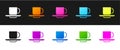 Set Coffee cup icon isolated on black and white background. Tea cup. Hot drink coffee. Vector Royalty Free Stock Photo