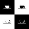 Set Coffee cup icon isolated on black and white background. Tea cup. Hot drink coffee. Vector Illustration Royalty Free Stock Photo