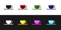 Set Coffee cup icon isolated on black and white background. Tea cup. Hot drink coffee. Vector Illustration Royalty Free Stock Photo