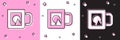 Set Coffee cup icon isolated on pink and white, black background. Take away print. Vector Royalty Free Stock Photo