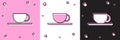 Set Coffee cup icon isolated on pink and white, black background. Tea cup. Hot drink coffee. Vector Illustration Royalty Free Stock Photo