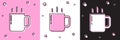 Set Coffee cup icon isolated on pink and white, black background. Tea cup. Hot drink coffee. Vector Royalty Free Stock Photo