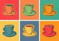 Set Coffee Cup. Mug Vector Illustration Pop Art Style Royalty Free Stock Photo