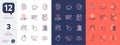 Set of Coffee cup, Sale tags and Intersection arrows line icons. For design. Vector