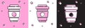 Set Coffee cup to go icon isolated on pink and white, black background. Vector Royalty Free Stock Photo