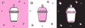 Set Coffee cup to go icon isolated on pink and white, black background. Vector Royalty Free Stock Photo