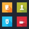Set Coffee cup to go, tamper, and icon. Vector Royalty Free Stock Photo
