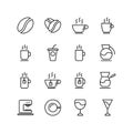 Set of coffee and devices  line icon design, black outline vector icons, isolated against the white background. Royalty Free Stock Photo