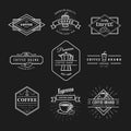 Set coffee logo vintage label blackboard vector template