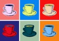 Set Coffee Mug Vector Illustration Pop Art Style Royalty Free Stock Photo