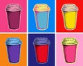 Set Coffee Mug Vector Illustration Pop Art Style Royalty Free Stock Photo