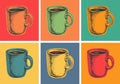 Set Coffee Mug Vector Illustration Pop Art Style Royalty Free Stock Photo