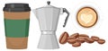 Set of coffee object isolated