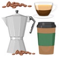 Set of coffee object isolated