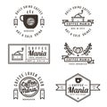 Set of coffee shop labels, banner, ribbon, logo and badges. Flat design. Royalty Free Stock Photo