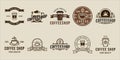 set of coffee shop logo line art vector vintage illustration template icon graphic design. bundle collection of various drink or