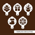 Set of coffee stencils. For drawing picture on cappuccino, macchiato and latte. Christmas theme.