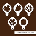 Set of coffee stencils. For drawing picture on cappuccino, macchiato and latte. Floral theme.
