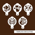 Set of coffee stencils. For drawing picture on cappuccino, macchiato and latte .