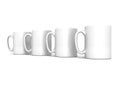 Set of coffee or tea break white mugs cups