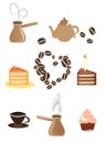 Set of coffee and tea icons Royalty Free Stock Photo