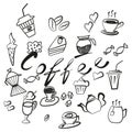 Set of coffee and tea icons handmade